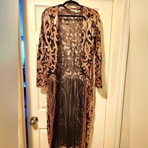 NWOT Sheer sequined topper